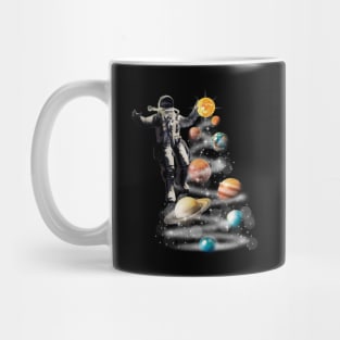 Cosmic Baller - Abstract Astronaut Playing Basketball with Planets Mug